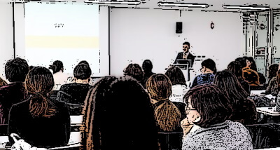 Teacher in a class of students